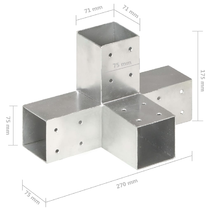 Stulpų sujungimai, 4vnt., 71x71mm, metalas, X formos