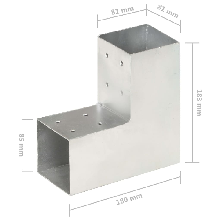 Stulpų sujungimai, 4vnt., 81x81mm, metalas, L formos