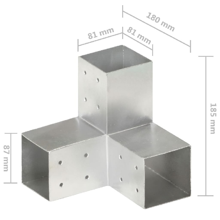 Stulpų sujungimai, 4vnt., 81x81mm, metalas, Y formos