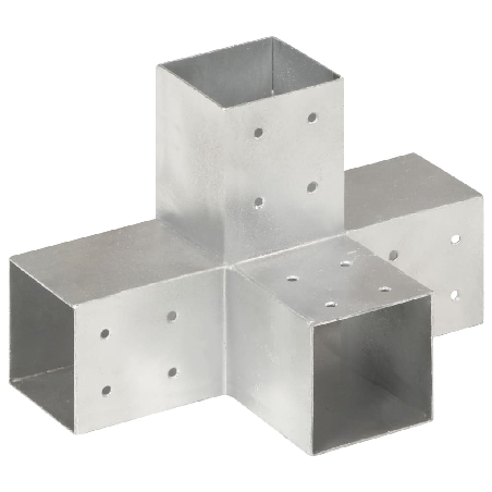 Stulpo sujungimas, 81x81mm, galvanizuotas metalas, X formos