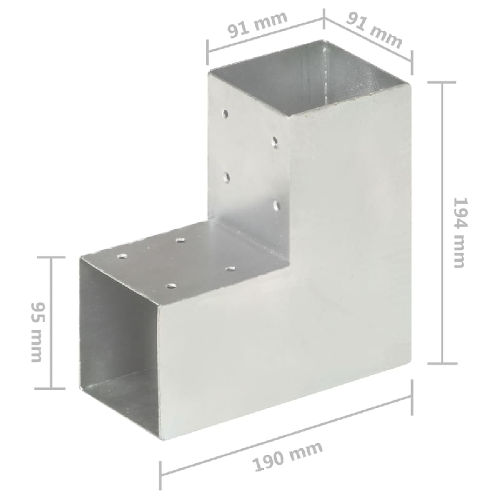 Stulpų sujungimai, 4vnt., 91x91mm, metalas, L formos