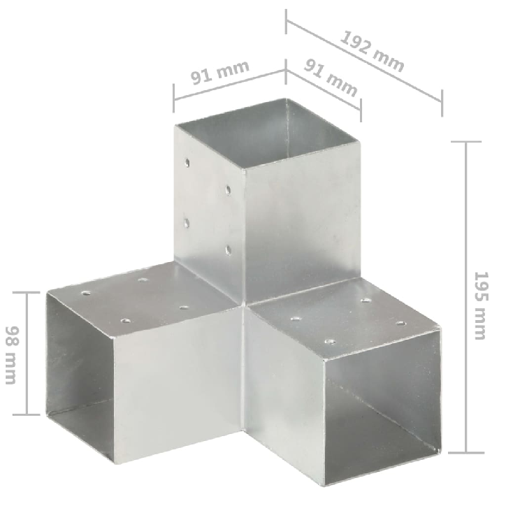 Stulpų sujungimai, 4vnt., 91x91mm, metalas, Y formos