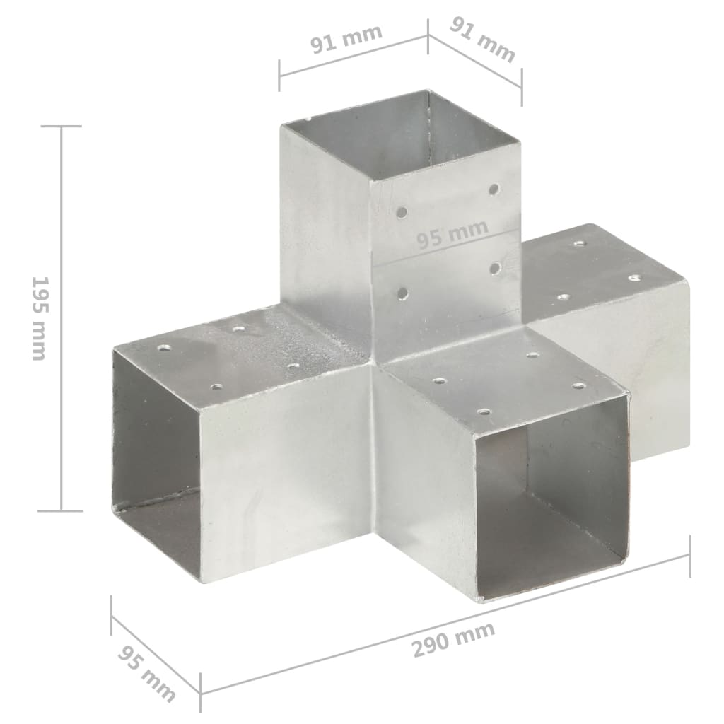 Stulpų sujungimai, 4vnt., 91x91mm, metalas, X formos