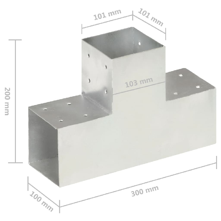 Stulpų sujungimai, 4vnt., 101x101mm, metalas, T formos