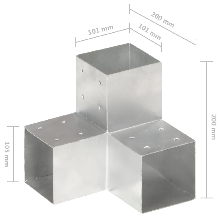 Stulpo sujungimas, 101x101mm, galvanizuotas metalas, Y formos