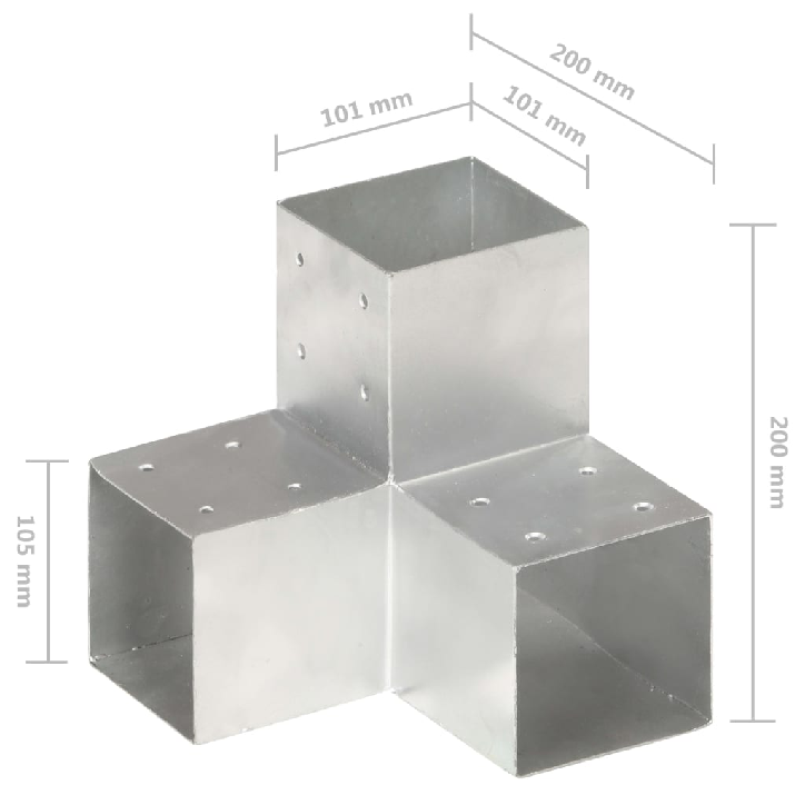 Stulpų sujungimai, 4vnt., 101x101mm, metalas, Y formos