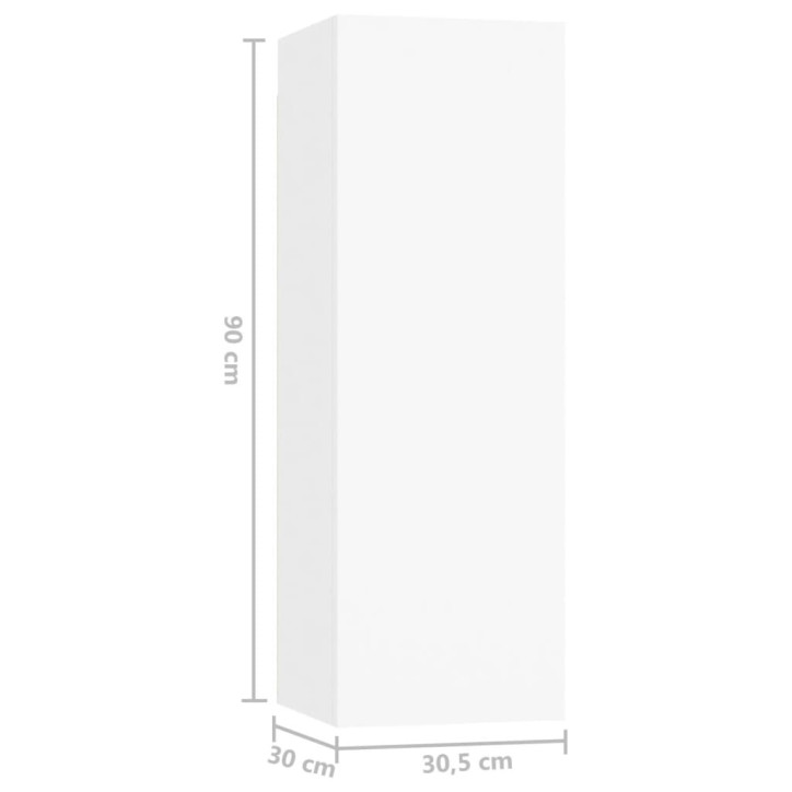 Televizoriaus spintelių komplektas, 3 dalių, baltas, MDP