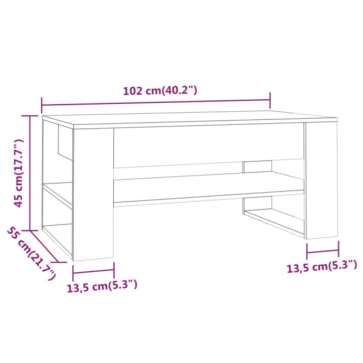 Kavos staliukas, juodas, 102x55x45cm, apdirbta mediena