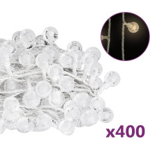 Rutuliukų girlianda, 40m, 400 šiltų baltų LED, 8 funkcijos