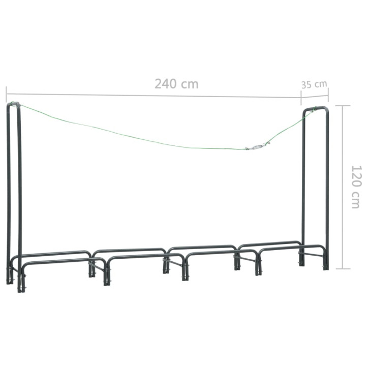 Stovas malkoms, antracito spalvos, 240x35x120cm, plienas