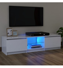 TV spintelė su LED apšvietimu, baltos spalvos, 120x30x35,5cm