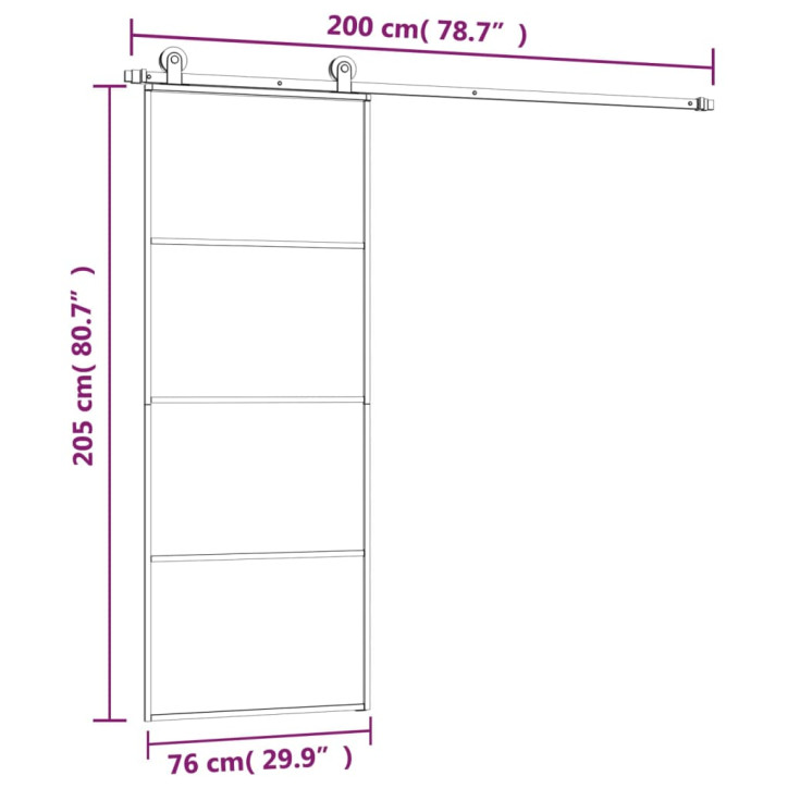 Stumdomos durys su įrangos rinkiniu, 76x205cm, ESG ir aliuminis