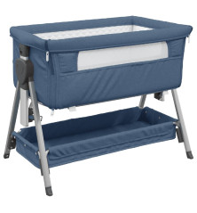 Kūdikio lovytė su čiužiniu, tamsiai mėlyna, lininis audinys