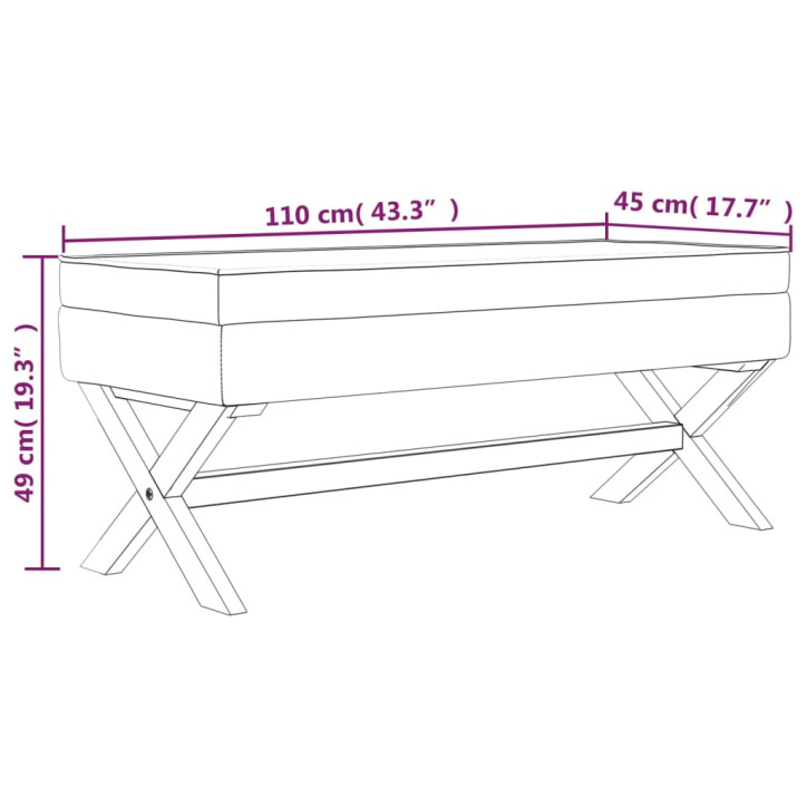 Daiktadėžė-taburetė, šviesiai pilka, 110x45x49cm, aksomas