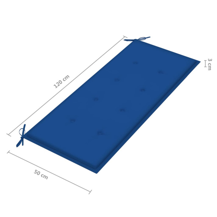 Batavia suoliukas su mėlyna pagalve, 120cm, tikmedžio masyvas