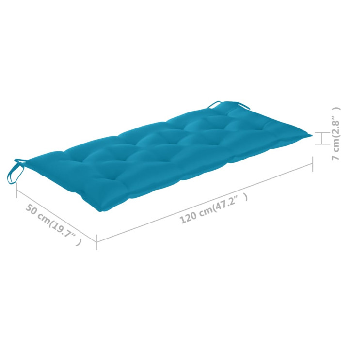 Batavia suoliukas su šviesiai mėlyna pagalve, 120cm, tikmedis