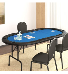 Sulankstomas pokerio stalas, mėlynas, 206x106x75cm, 10 žaidėjų