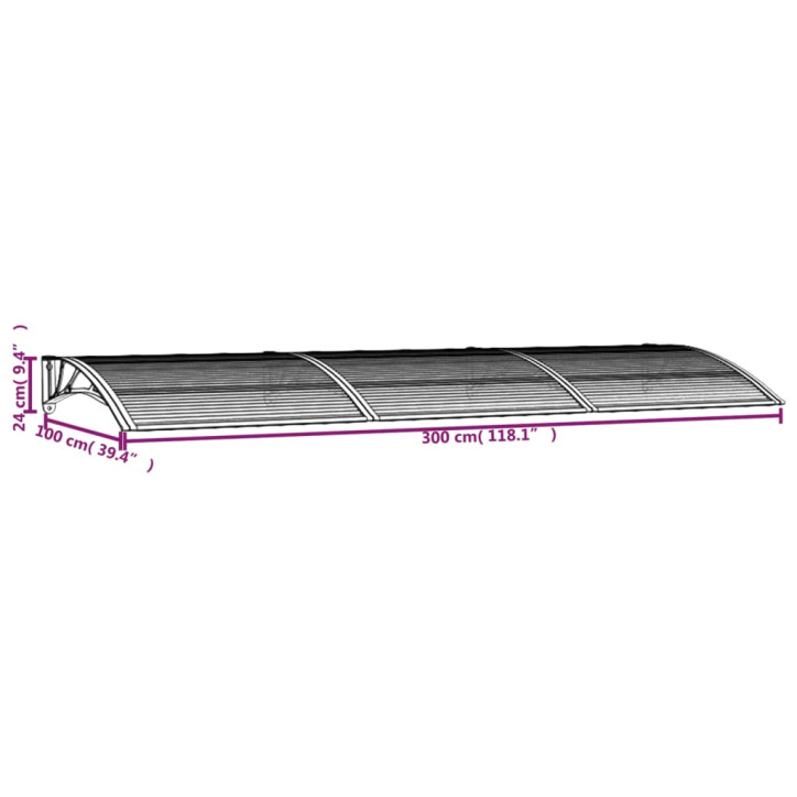 Stogelis durims, juodos spalvos, 300x100cm, polikarbonatas