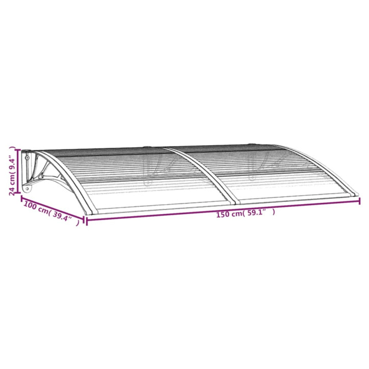 Stogelis durims, juodos spalvos, 150x100cm, polikarbonatas