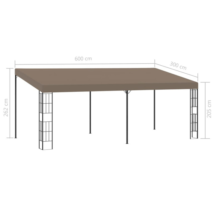 Prie sienos montuojama pavėsinė, taupe spalvos, 6x3m, audinys