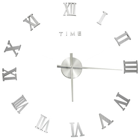 Sieninis laikrodis, sidabrinis, 100cm, modernus, 3D, XXL