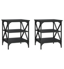 Šoniniai staliukai, 2vnt., juodi, 40x42x50cm, apdirbta mediena