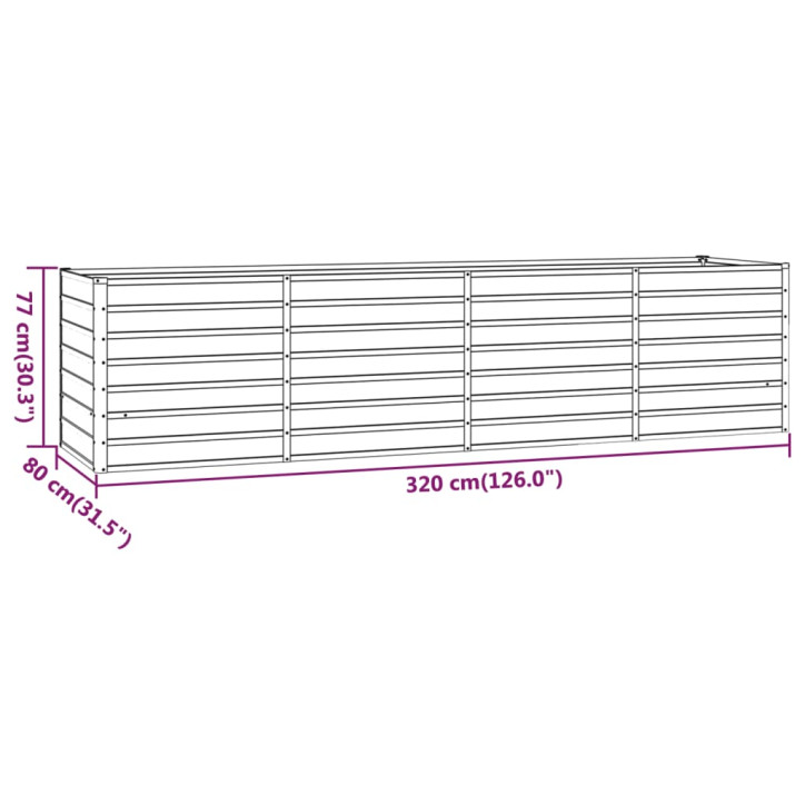 Sodo lovelis, pilkas, 320x80x77cm, plienas