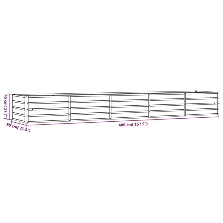 Sodo lovelis, pilkas, 400x80x45 cm, plienas