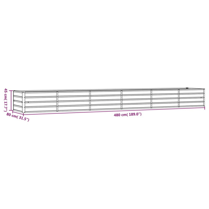 Sodo lovelis, pilkas, 480x80x45 cm, plienas