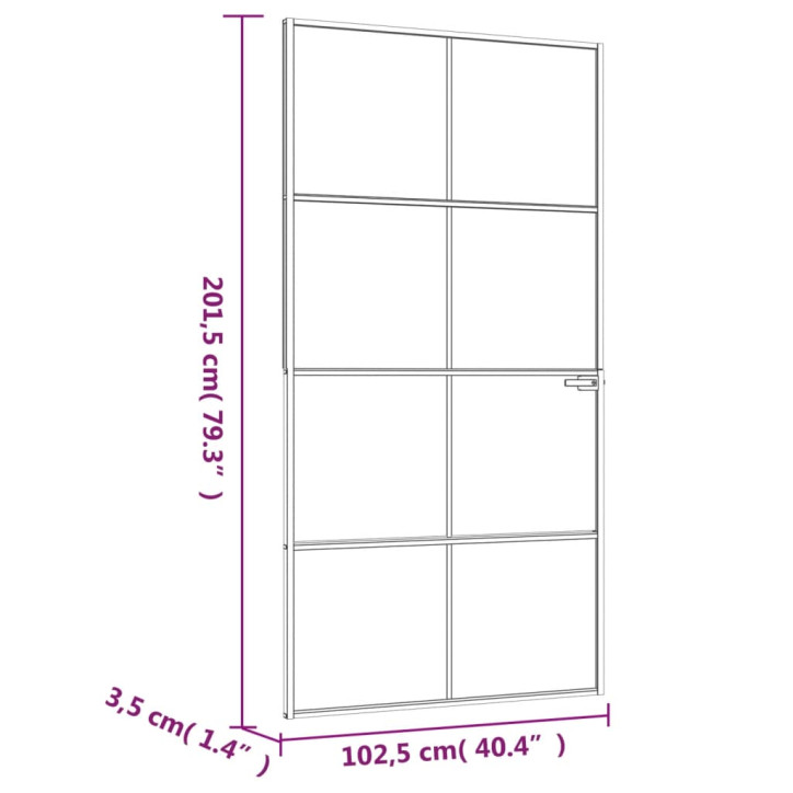 Vidaus durys, juodos, 102x201,5cm, grūdintas stiklas/aliuminis