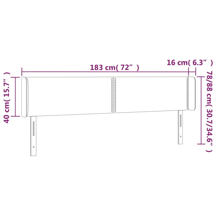 Galvūgalis su LED, pilkos spalvos, 183x16x78/88cm, dirbtinė oda