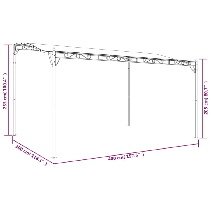 Stoginė, antracito spalvos, 4x3m, audinys ir plienas, 180g/m²