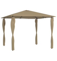 Pavėsinė su stulpų uždangalais, taupe, 3x3x2,6m, 160g/m²