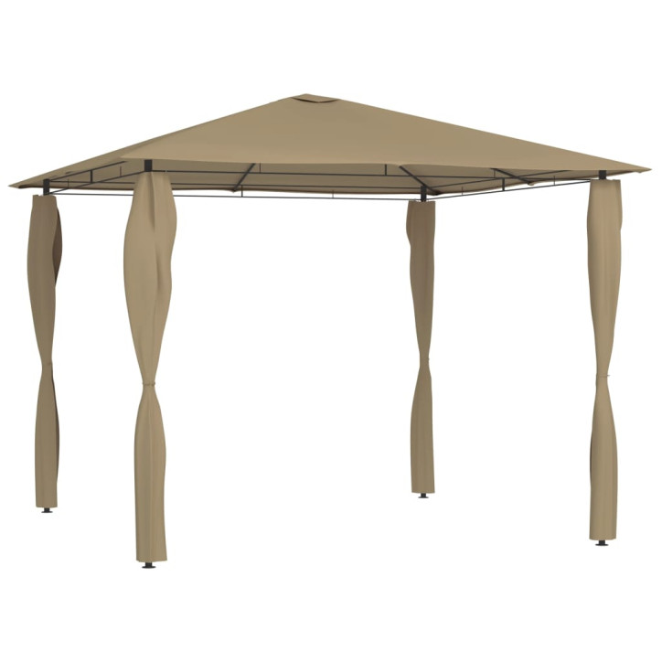 Pavėsinė su stulpų uždangalais, taupe, 3x3x2,6m, 160g/m²