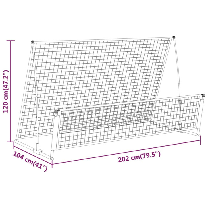 2-1 Futbolo vartai su atmušimo sienele, 202x104x120cm, plienas