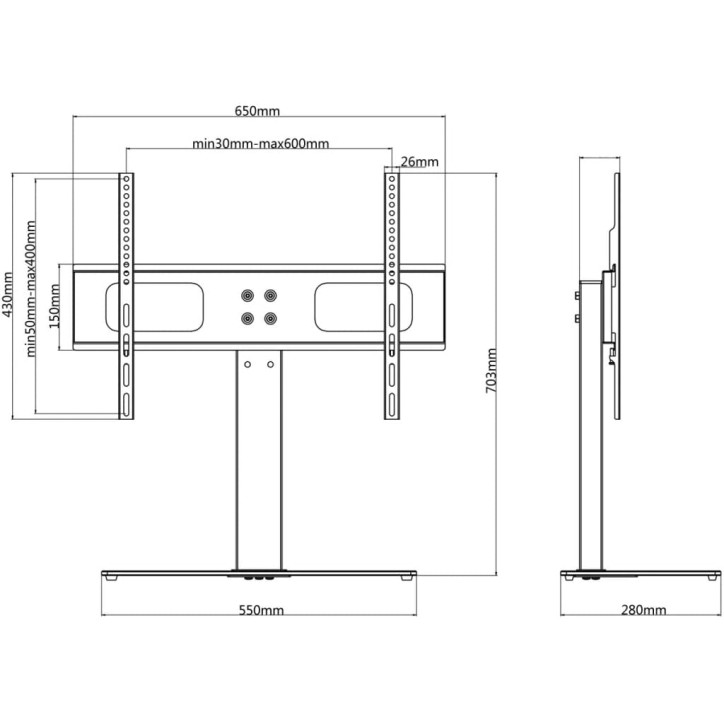 Televizoriaus Laikiklis su Pagrindu 600 x 400 mm