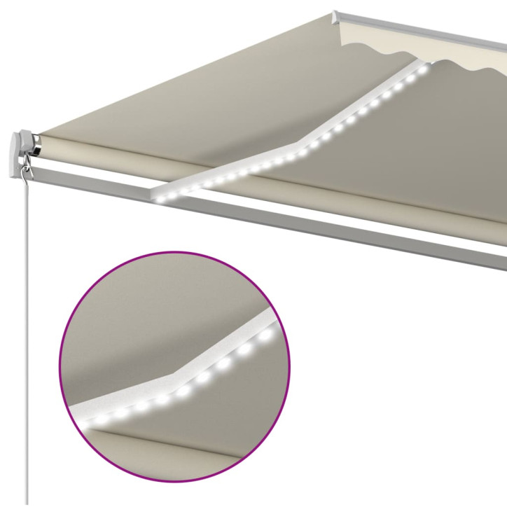 Automatinė markizė su LED/vėjo jutikliu, kreminė, 4x3m