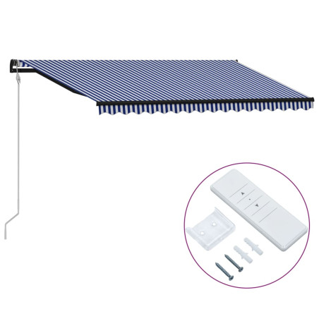 Automatinė ištraukiama markizė, mėlyna ir balta, 450x300cm