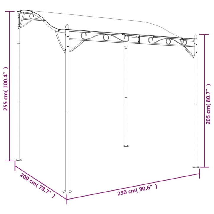 Stoginė, antracito spalvos, 2x2,3m, audinys ir plienas, 180g/m²