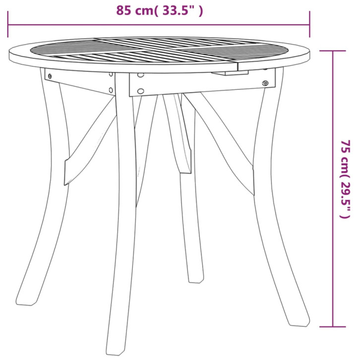 Sodo stalas, 85cm skersmens, akacijos medienos masyvas