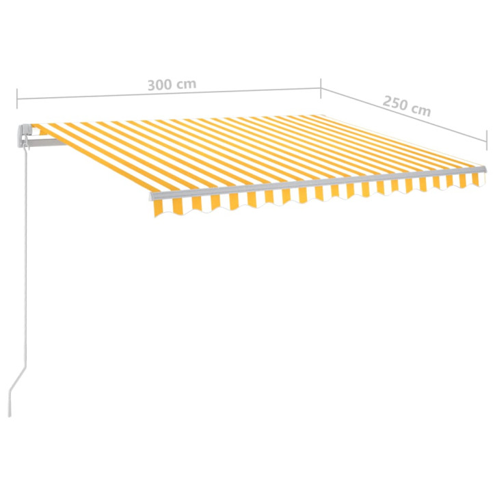 Automatinė markizė su LED/vėjo jutikliu, geltona/balta, 3x2,5m