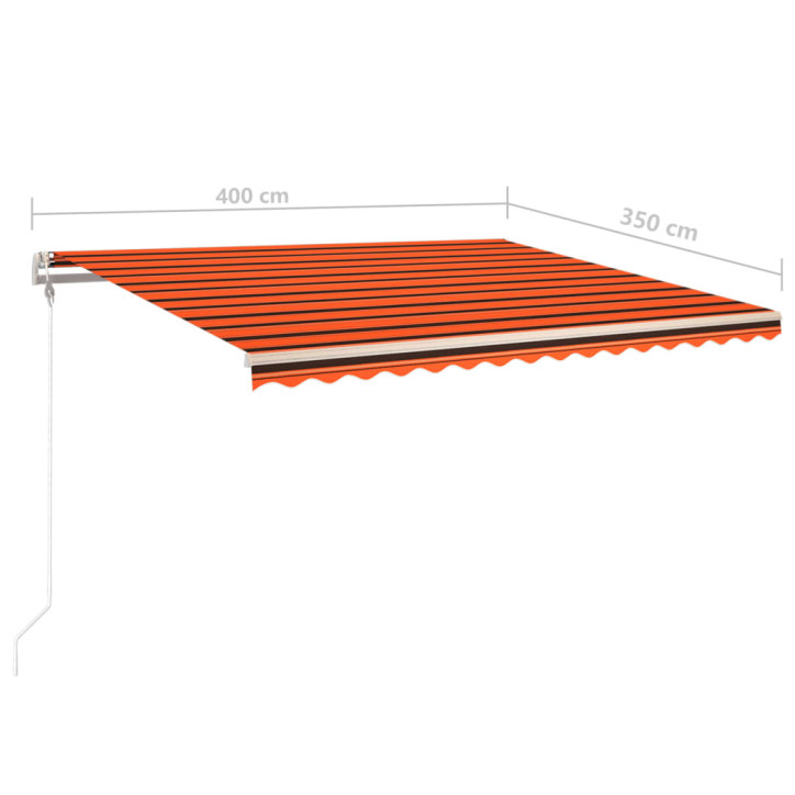 Rankiniu būdu ištraukiama markizė, oranžinė ir ruda, 4x3,5m