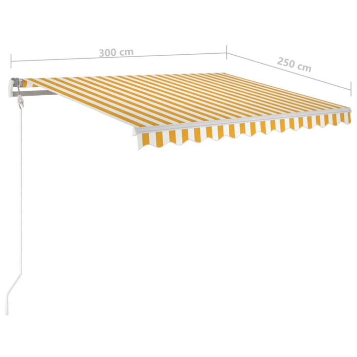 Rankiniu būdu ištraukiama markizė, geltona ir balta, 3x2,5m