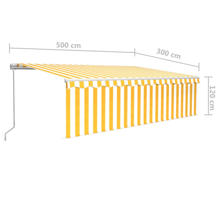 Rankiniu būdu ištraukiama markizė, geltona ir balta, 5x3m