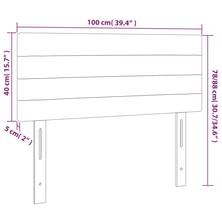 Galvūgalis su LED, juodos spalvos, 100x5x78/88cm, aksomas