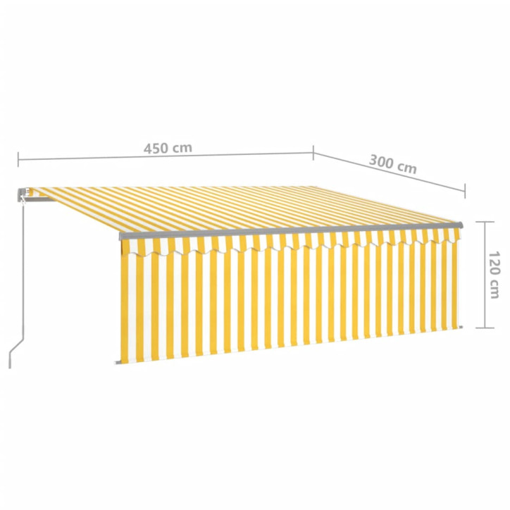 Rankiniu būdu ištraukiama markizė, geltona ir balta, 4,5x3m