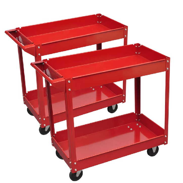 140155  2 x Workshop Tool Trolley 100 kg 2 Shelves