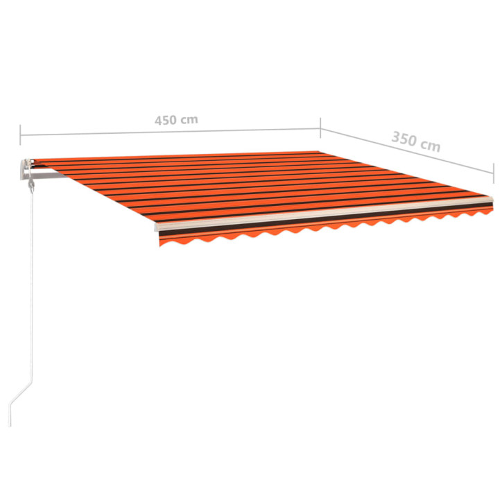 Rankiniu būdu ištraukiama markizė, oranžinė ir ruda, 4,5x3,5m