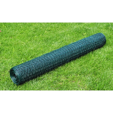 Vielinis tinklas, žalias, 25x0,5m, cinkuotas ir dengtas PVC