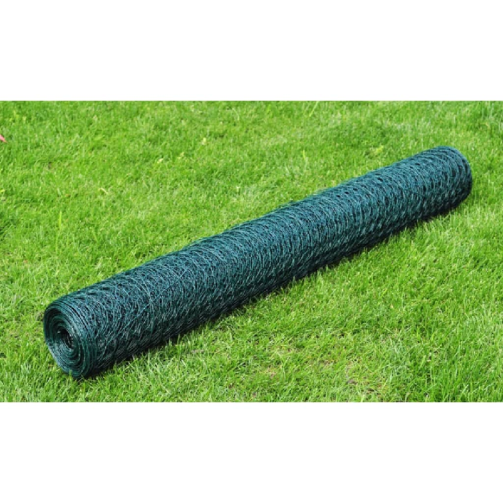 Vielinis tinklas, žalias, 25x0,5m, cinkuotas ir dengtas PVC